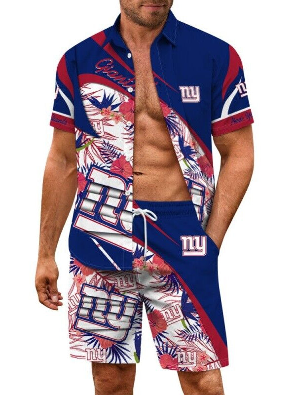 New York Giants Combo Hawaiian Shirt and Shorts AZBTHWSS000214