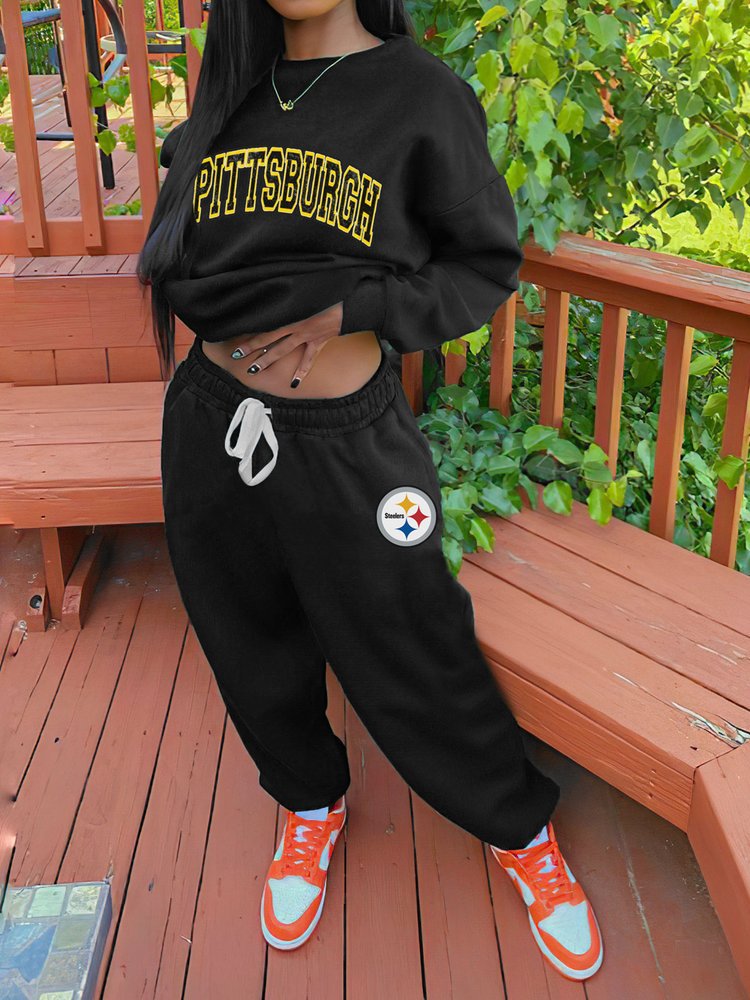 Pittsburgh Steelers Drop Shoulder Sweatshirt and Sweatpants AZBTDSS000013