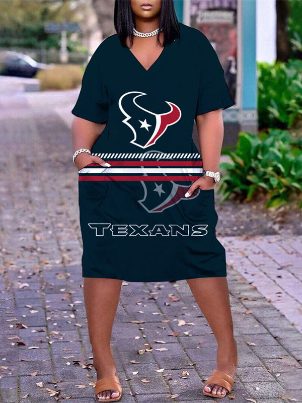 Houston Texans V-neck Casual Pocket Dress Limited Edition AZBTVCPD000239