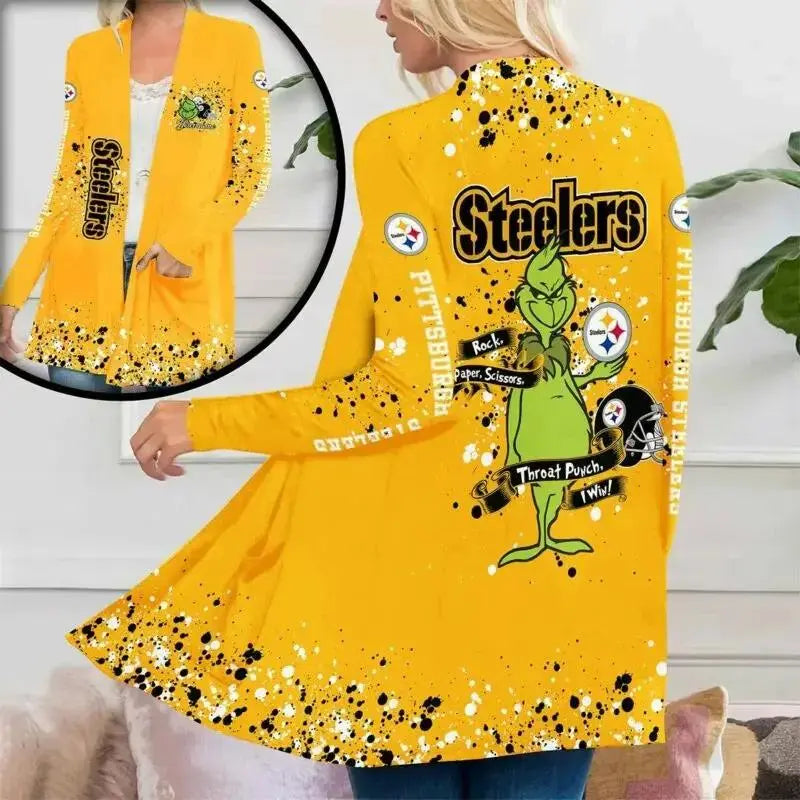 Pittsburgh Steelers Women Patch Pocket Cardigan BT161