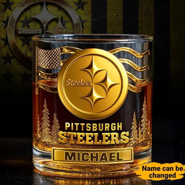 Pittsburgh Steelers Golden Logo Whiskey Glass SP31