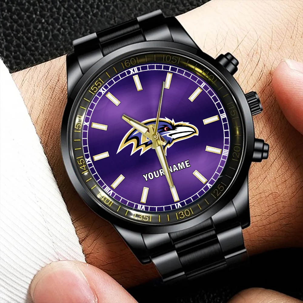 Baltimore Ravens Black Fashion Watch Gifts For Sport Fans AZWATCH035