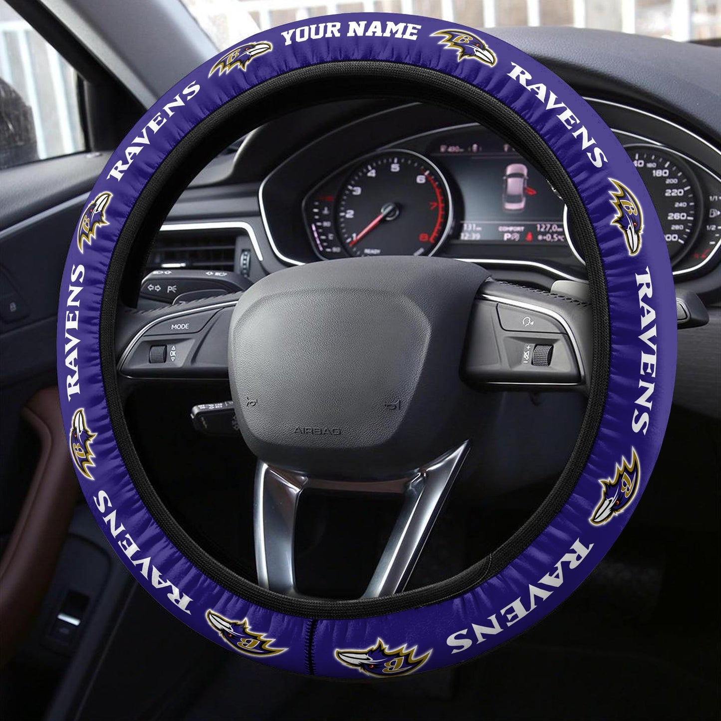Baltimore Ravens Personalized 3D Steering Wheel Cover 66