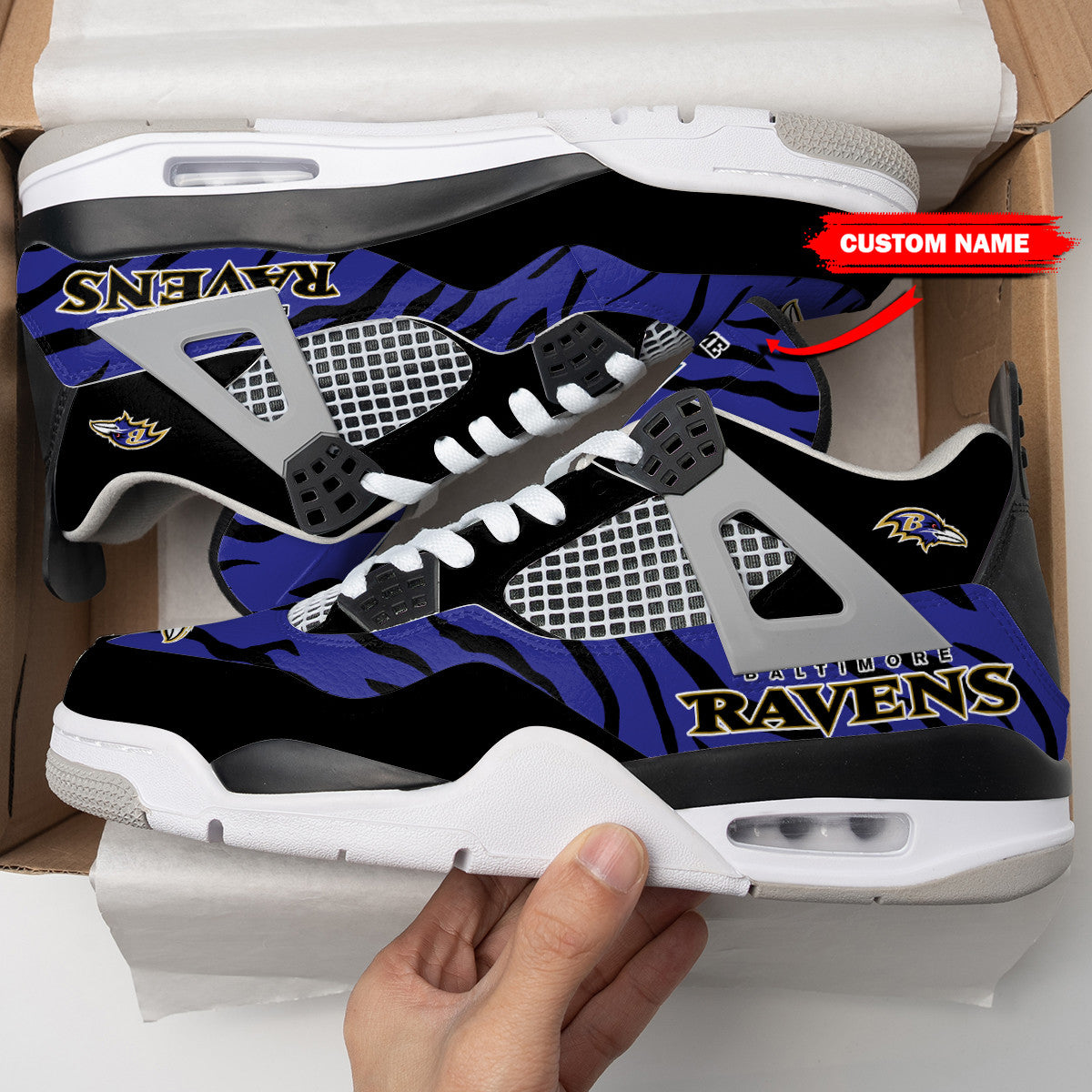 Baltimore Ravens Personalized AJ4 Sneaker BG135