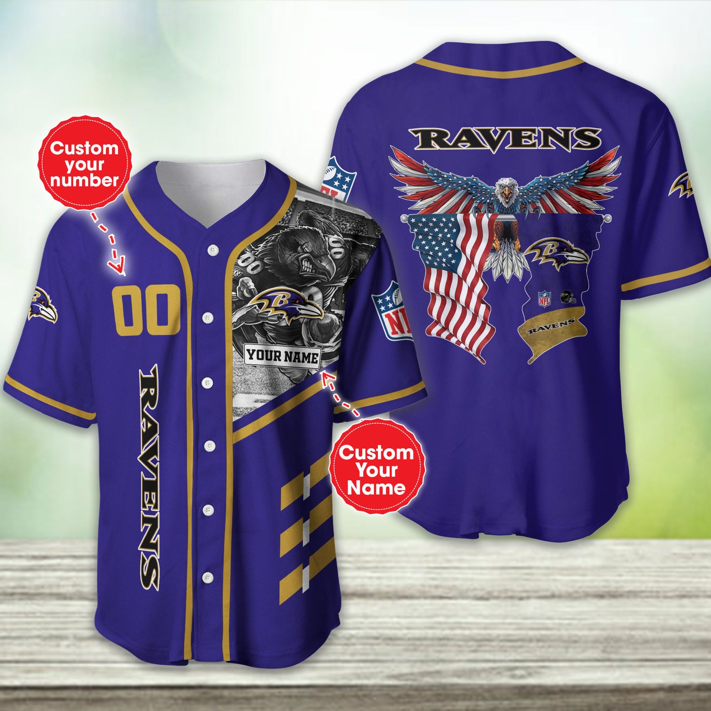 Baltimore Ravens Personalized Baseball Jersey BG390