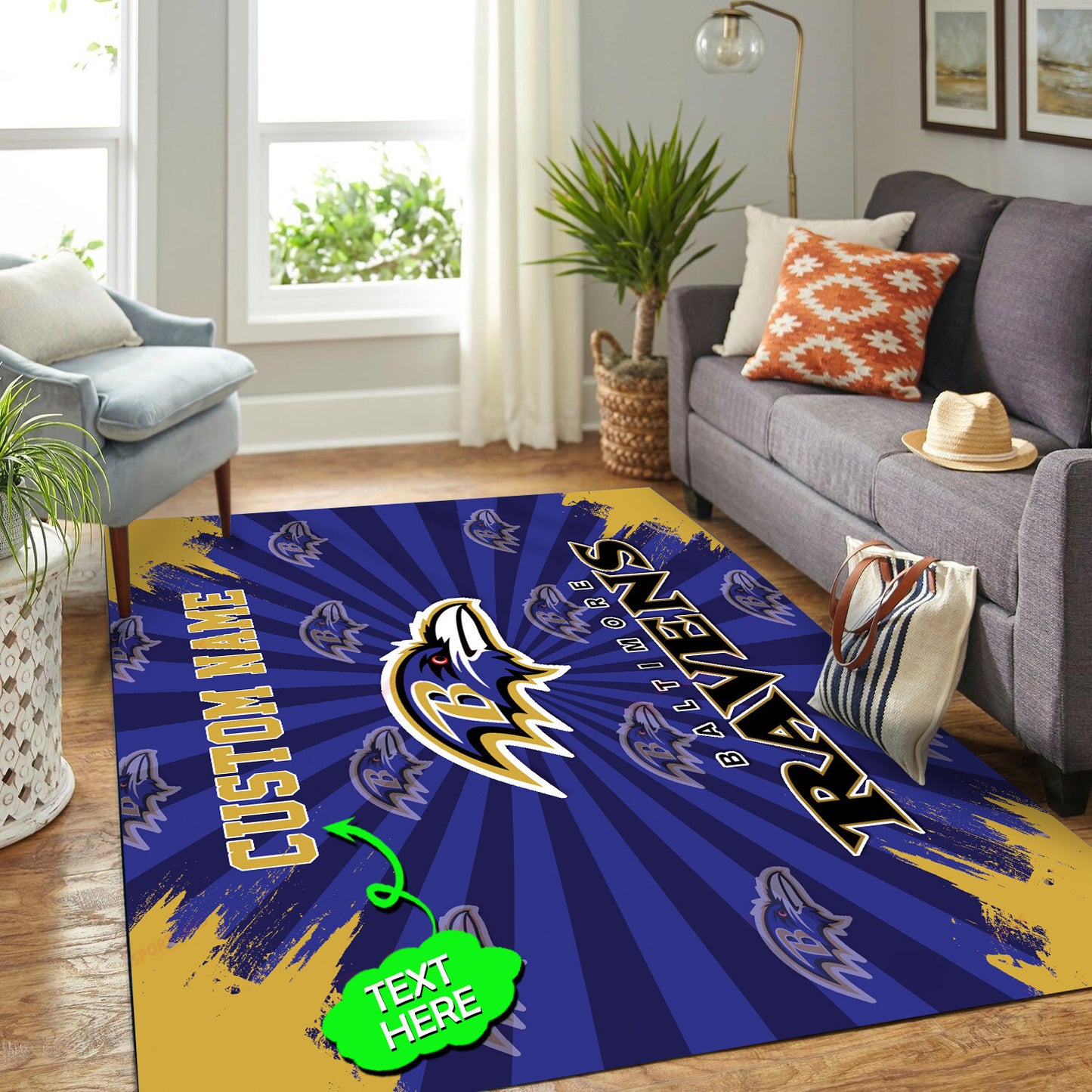 Baltimore Ravens Personalized Premium Rectangle Rug 43