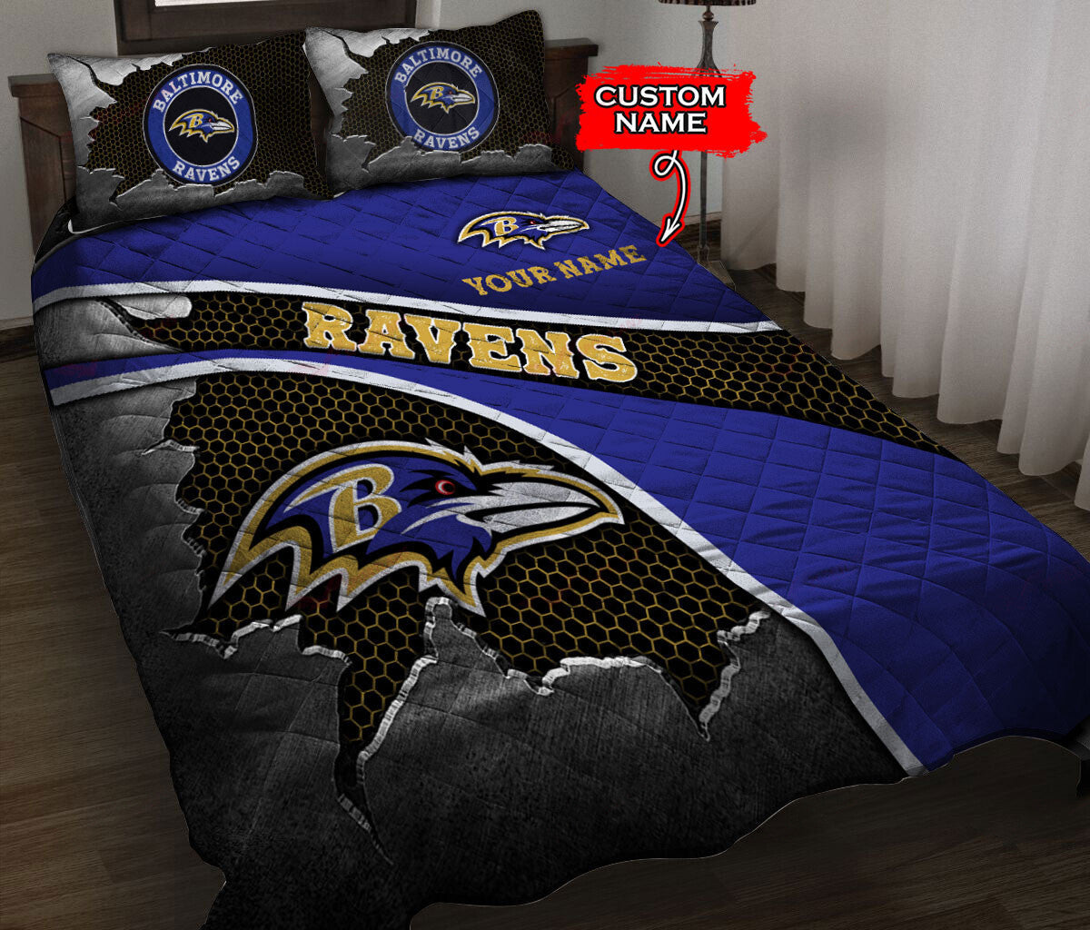 Baltimore Ravens Personalized Quilt Set BG118