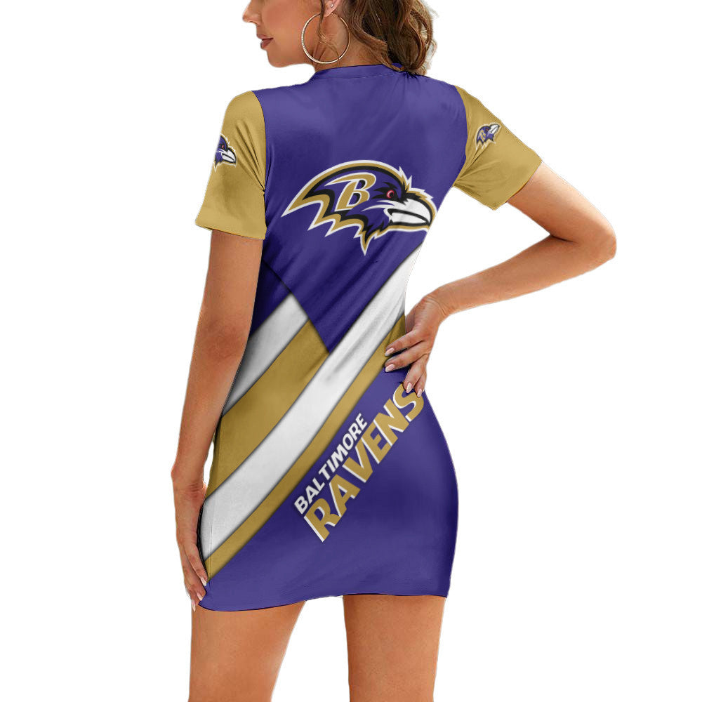 Baltimore Ravens Short Sleeve Bodycon Mini Dress BG270