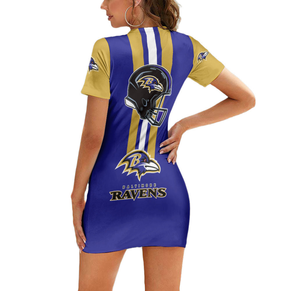 Baltimore Ravens Sleeve Bodycon Mini Dress BG266