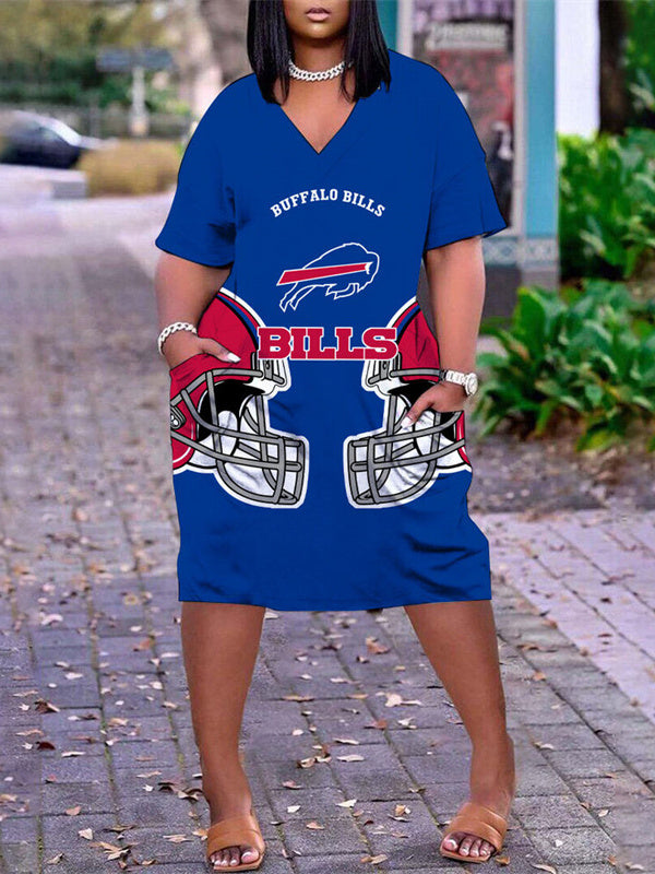 Buffalo Bills V-neck Casual Pocket Dress Limited Edition AZBTVCPD000248