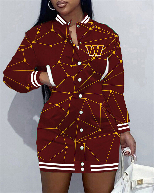 Washington Commanders Women Button Down Jacket Dress AZBTBDJD000272