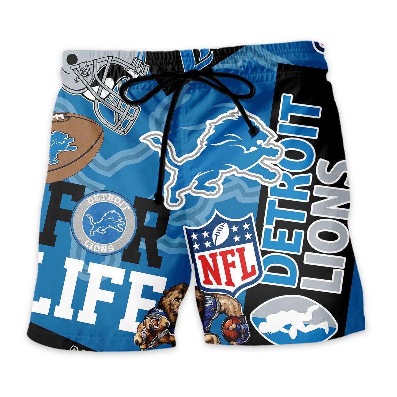 Detroit Lions Custom Limited Edition For Life Hawaiian Shirt and Shorts AZHAHWSS000261