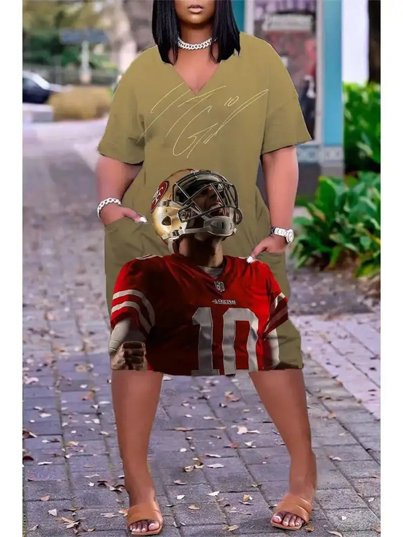 San Francisco 49ers V-neck Casual Pocket Dress Limited Edition AZBTVCPD000289
