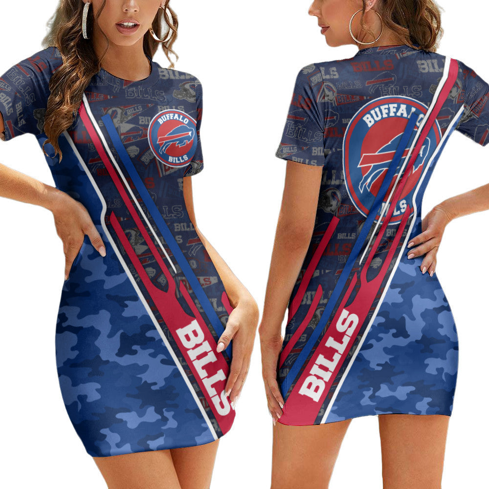 Buffalo Bills Casual Short Sleeve Bodycon Mini Dress BG33