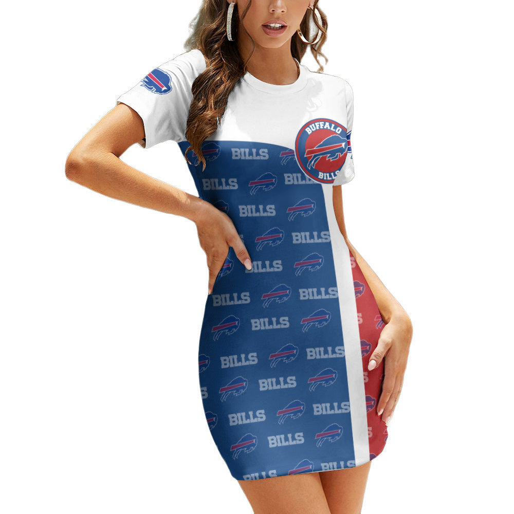Buffalo Bills Casual Short Sleeve Bodycon Mini Dress BG97