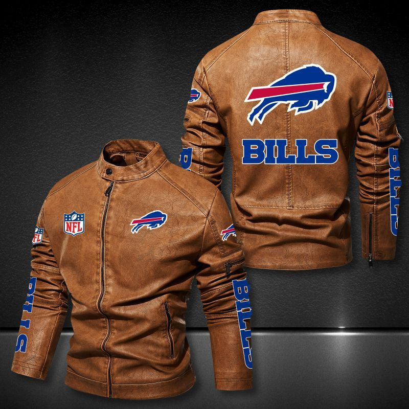 Buffalo Bills Stand-up Collar Leather Jacket BG28