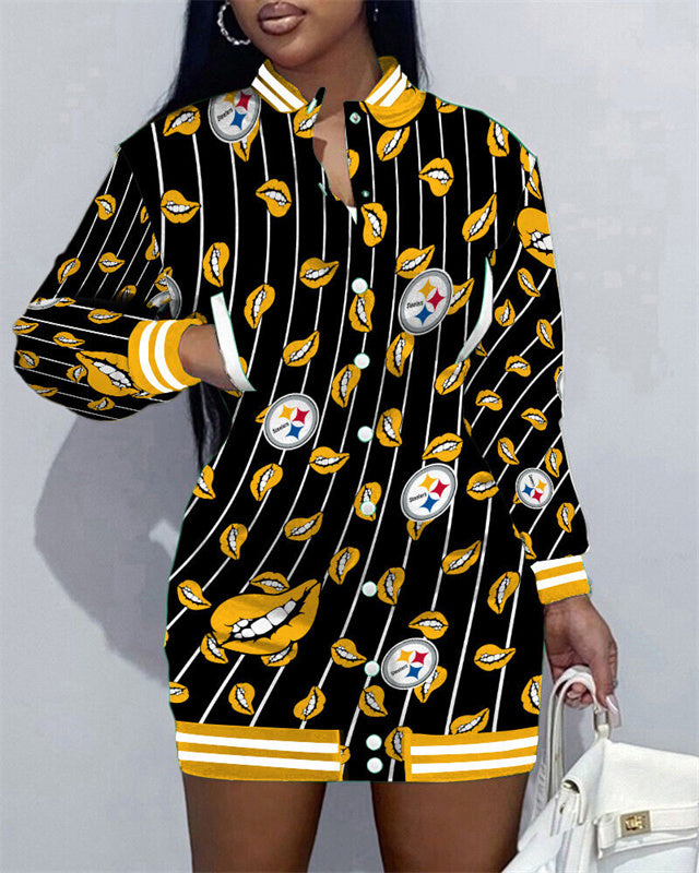 Pittsburgh Steelers Women Button Down Jacket Dress AZBTBDJD000270