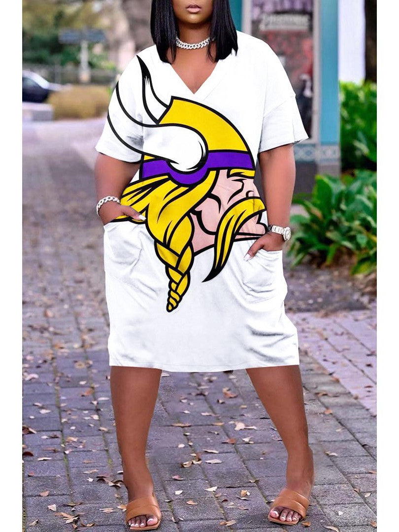 Minnesota Vikings V-neck Casual Pocket Dress Limited Edition AZBTVCPD000155