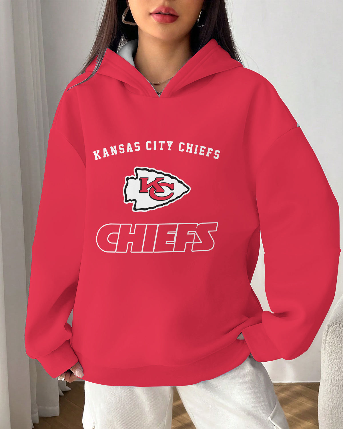 Kansas City Chiefs Printed Hooded Pocket Pullover Hoodie AZBTPH000078