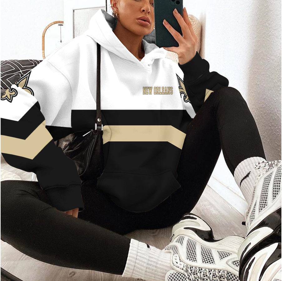 New Orleans Saints Printed Hooded Pocket Pullover Hoodie AZBTPH000024