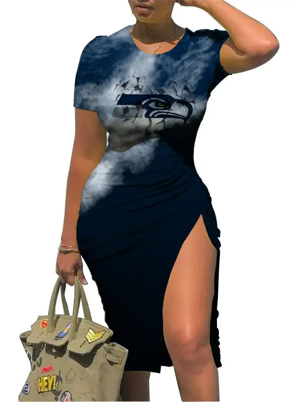 Seattle Seahawks Slit Bodycon Dress AZBTSBD000055
