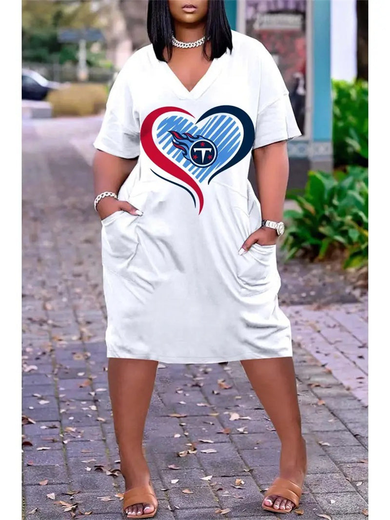 Tennessee Titans V-neck Casual Pocket Dress Limited Edition AZBTVCPD000393