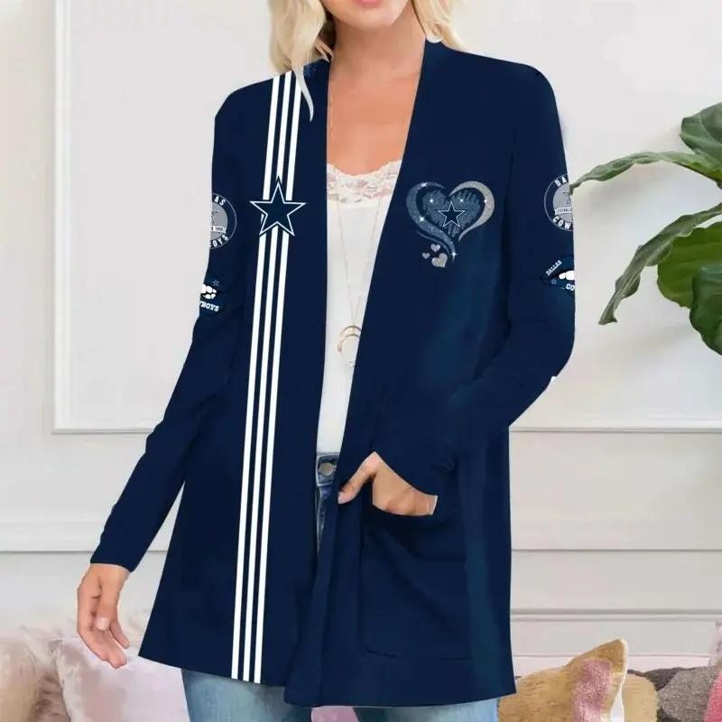 Dallas Cowboys Women Patch Pocket Cardigan BT049
