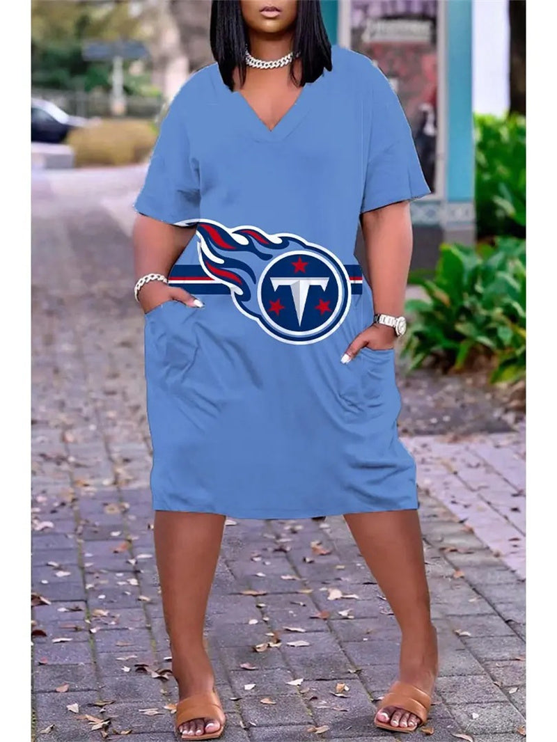 Tennessee Titans V-neck Casual Pocket Dress Limited Edition AZBTVCPD000178