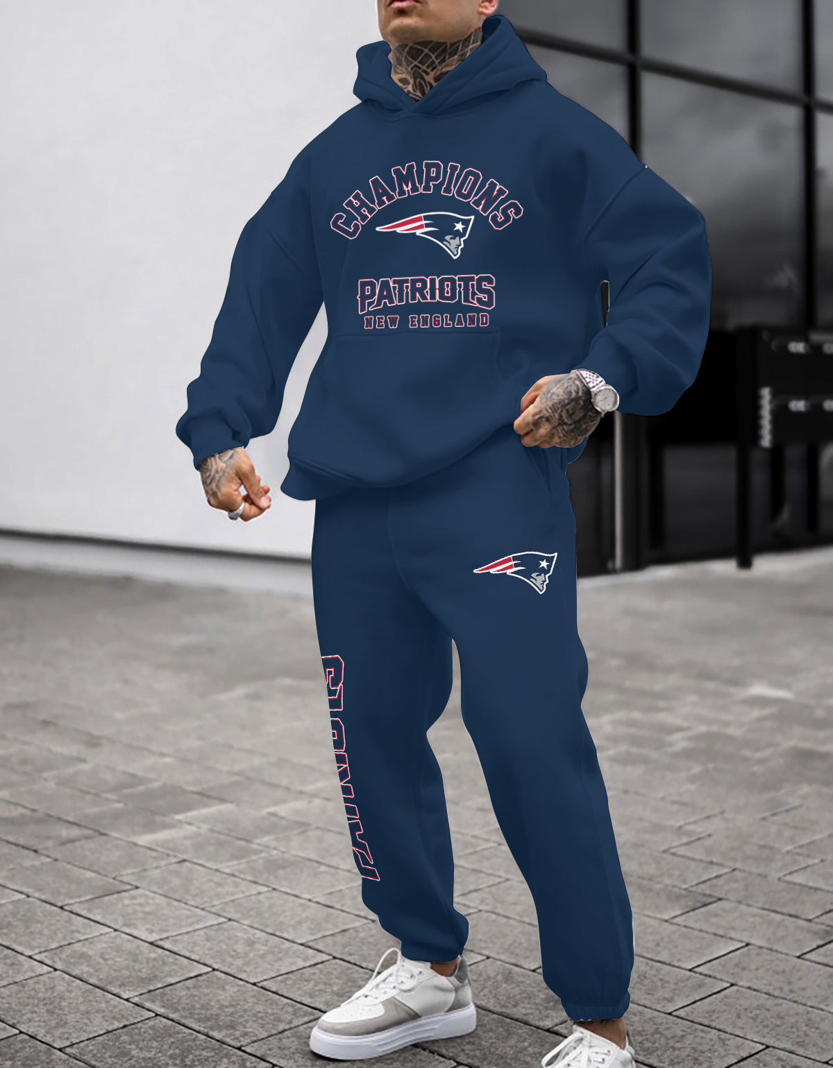 New England Patriots Combo Pullover Hoodie And Sweatpants AZBTPHSP000040