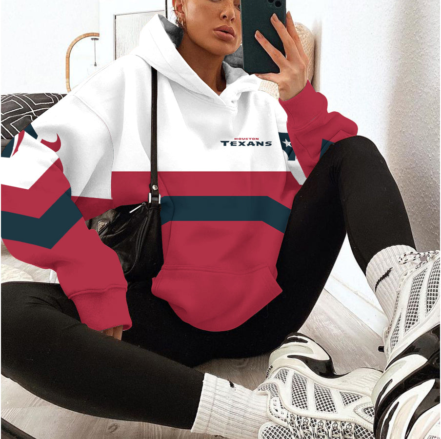 Houston Texans Printed Hooded Pocket Pullover Hoodie AZBTPH000009