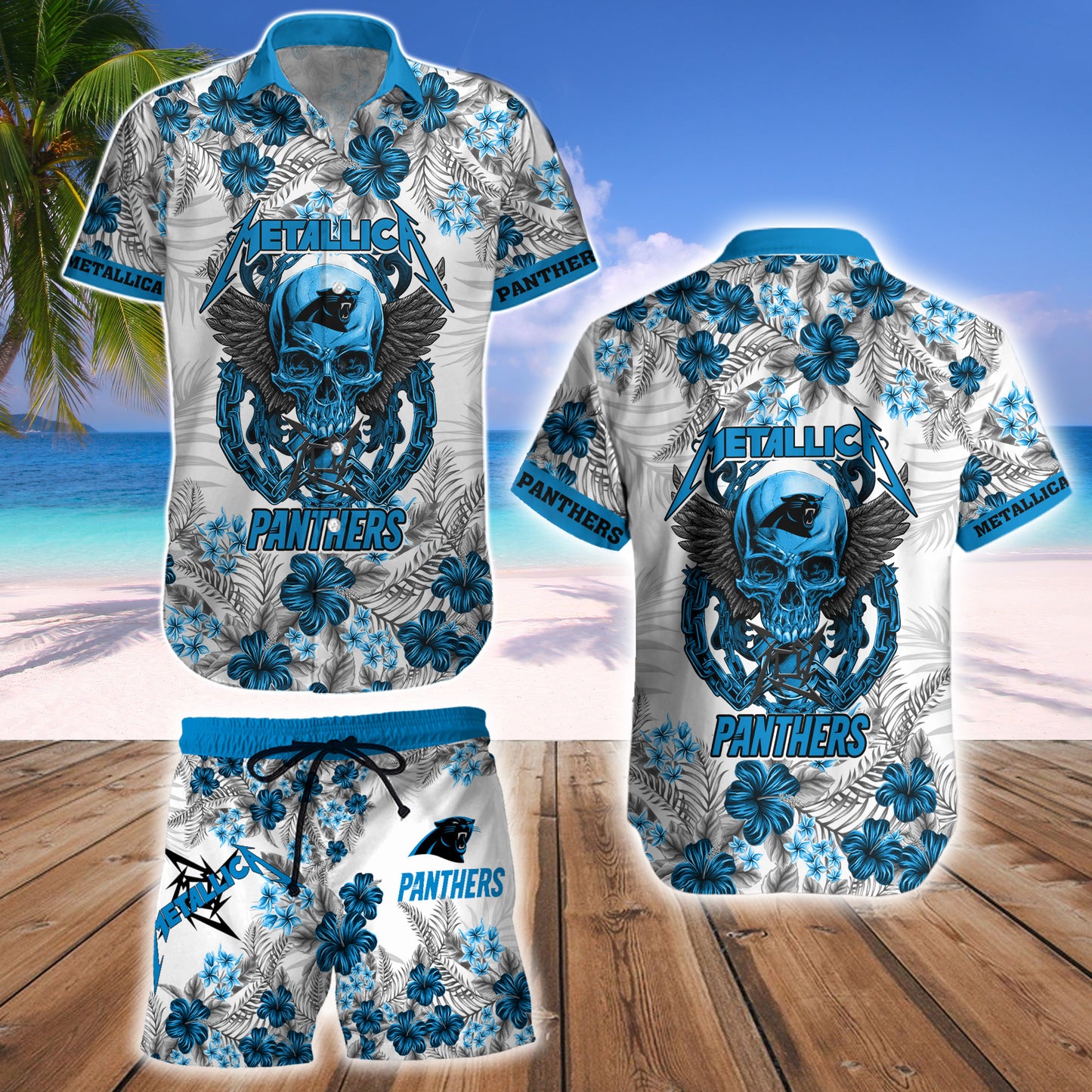 Carolina Panthers Hawaii Shirt & Shorts BG329