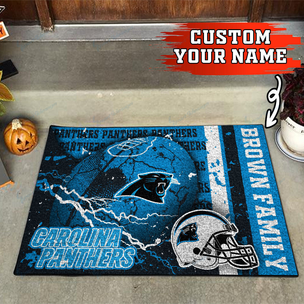 Carolina Panthers Personalized Doormat BG05