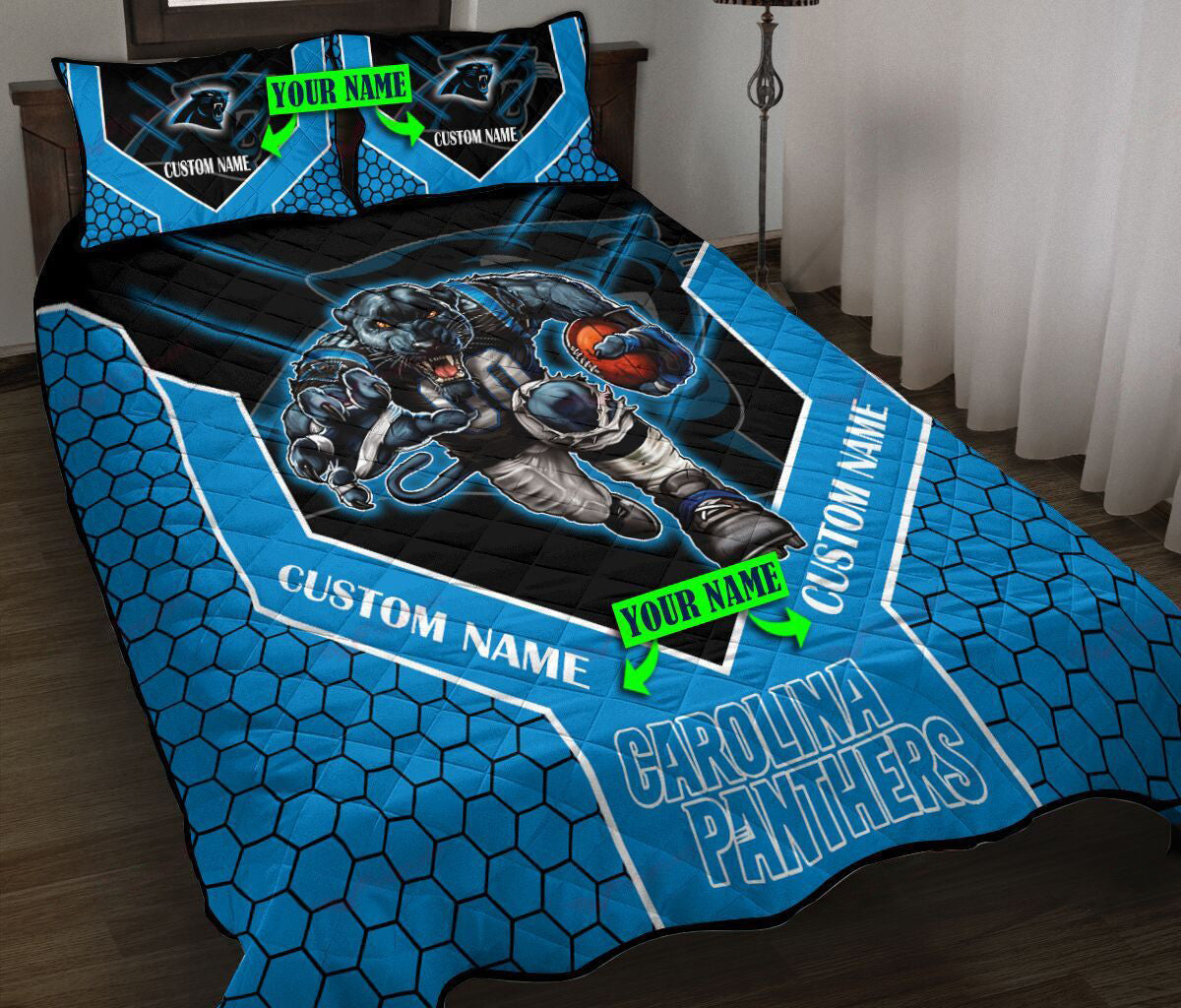 Carolina Panthers Personalized Quilt Set BG85
