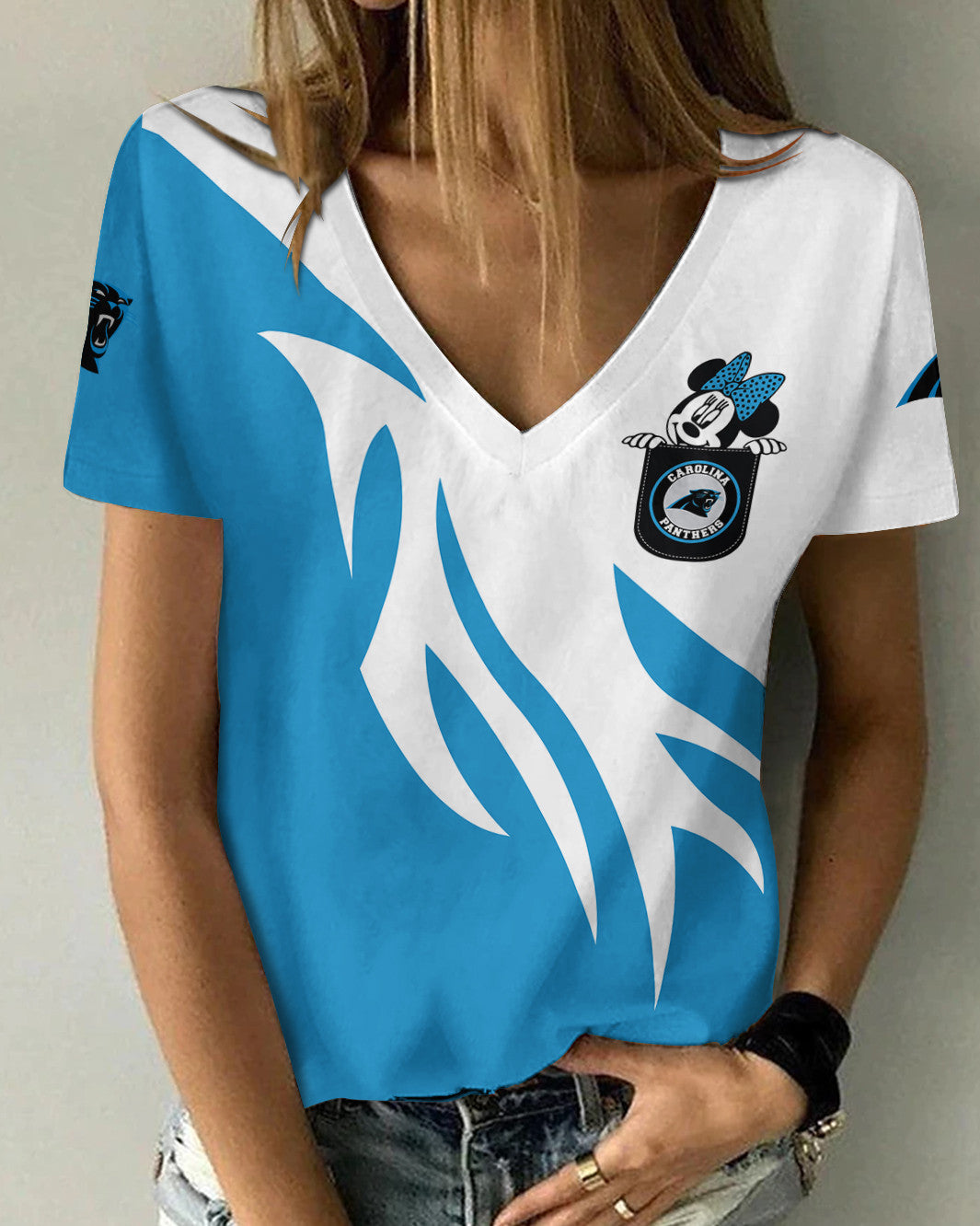Carolina Panthers Personalized V-neck Women T-shirt BG426