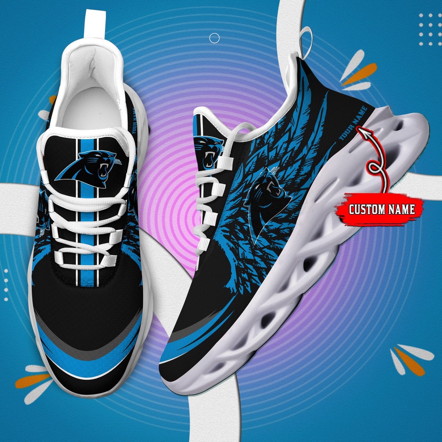 Carolina Panthers Personalized Yezy Running Sneakers BB658