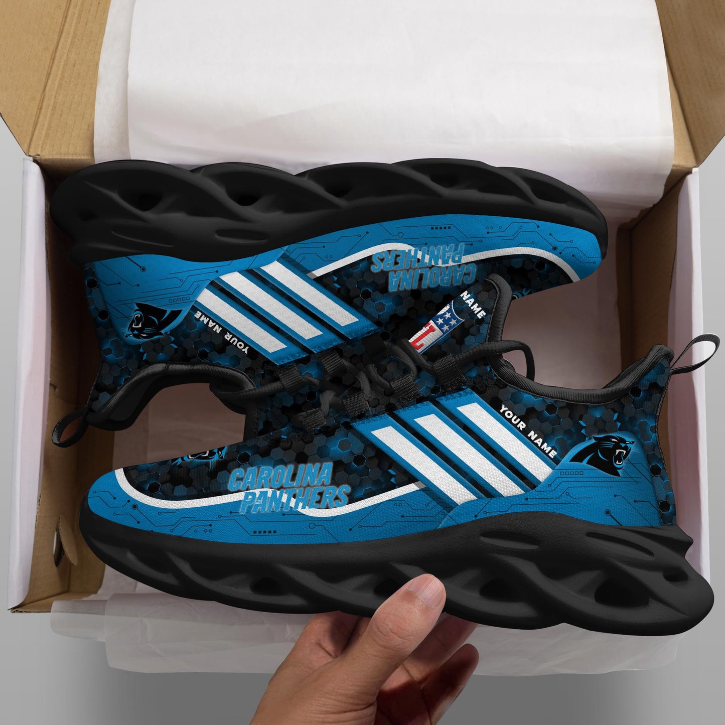 Carolina Panthers Personalized Yezy Running Sneakers SPD643