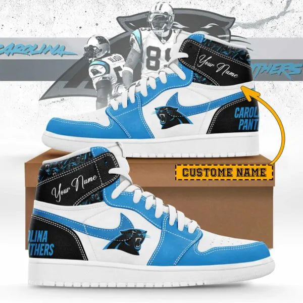 Carolina Panthers Limited Edition High AJ1 Shoes with Custom Name AZBTAJ1SEW000006