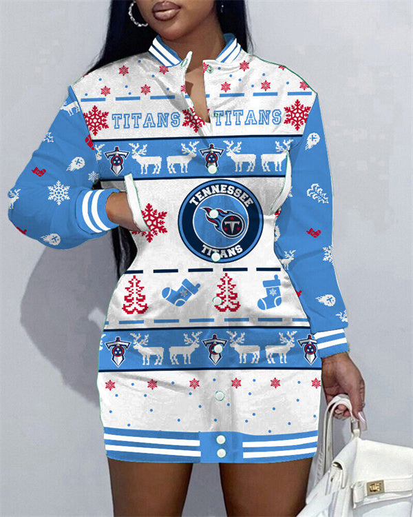 Tennessee Titans Women Button Down Jacket Dress AZBTBDJD000365