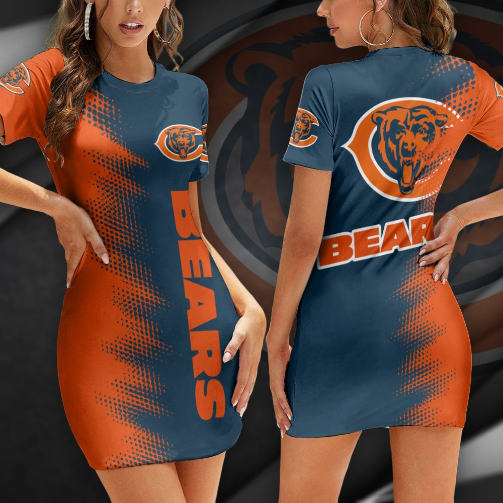 Chicago Bears Casual Short Sleeve Bodycon Mini Dress BG177