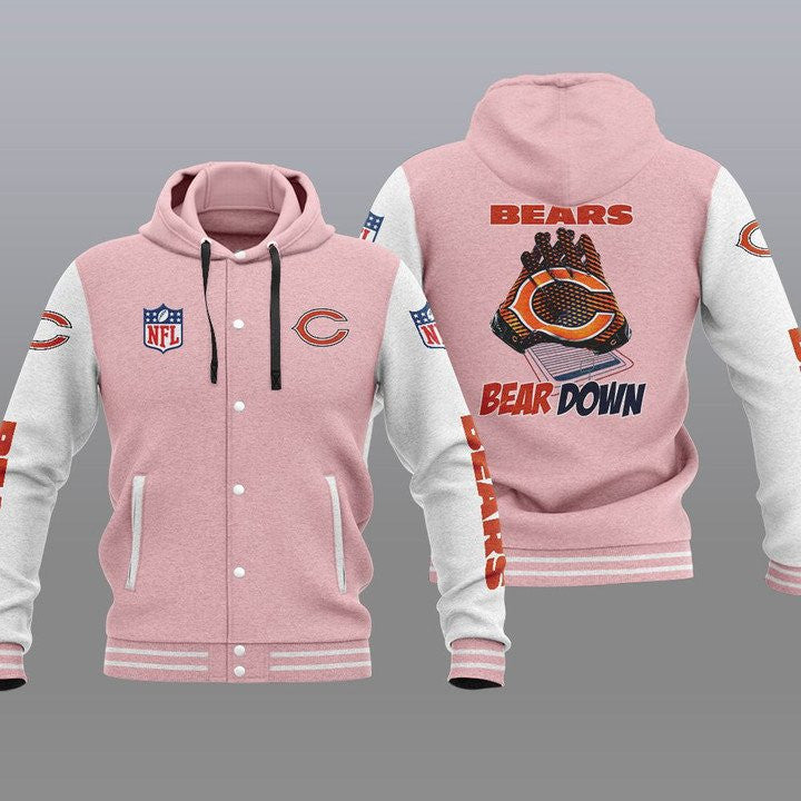 Chicago Bears Hooded Button Jacket with Hood 23