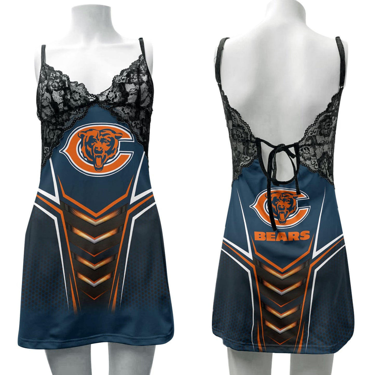 Chicago Bears Lace Back Strap Slip Dress 312