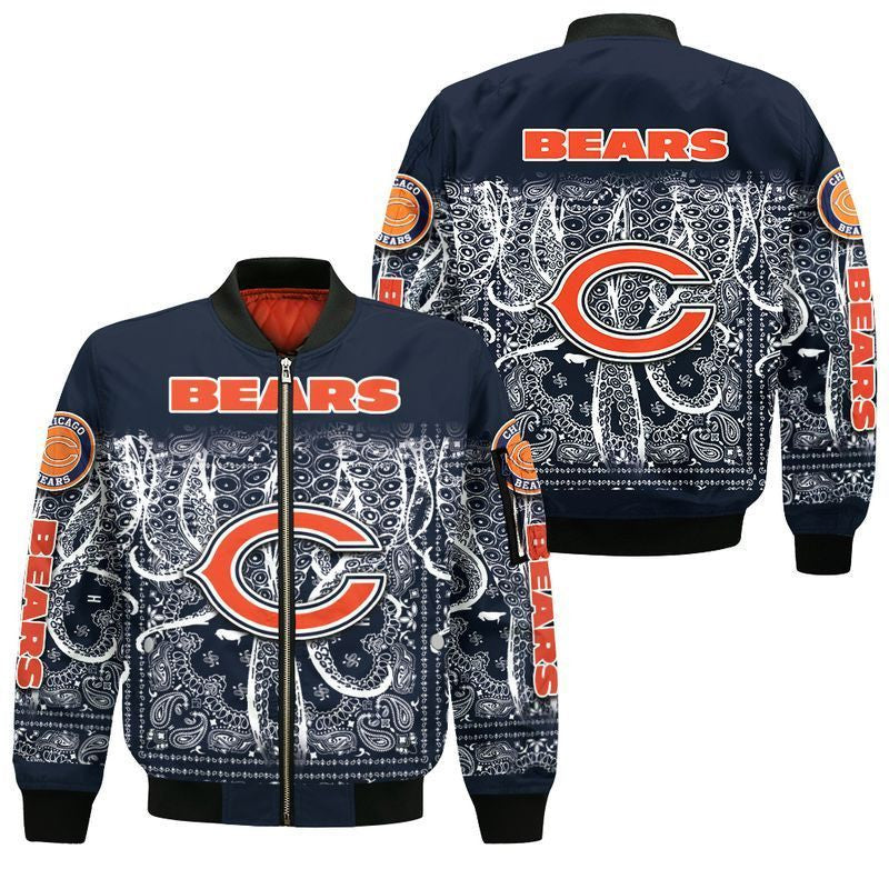 Chicago Bears Limited Edition Bandana Skull Sweatshirt Zip Hoodie T shirt Bomber Jacket Sizes S-5XL NEW012319
