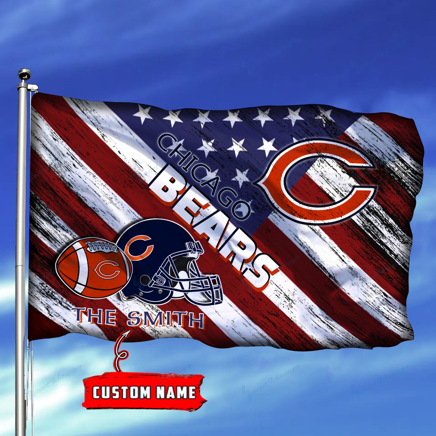 Chicago Bears Personalized Flag 140