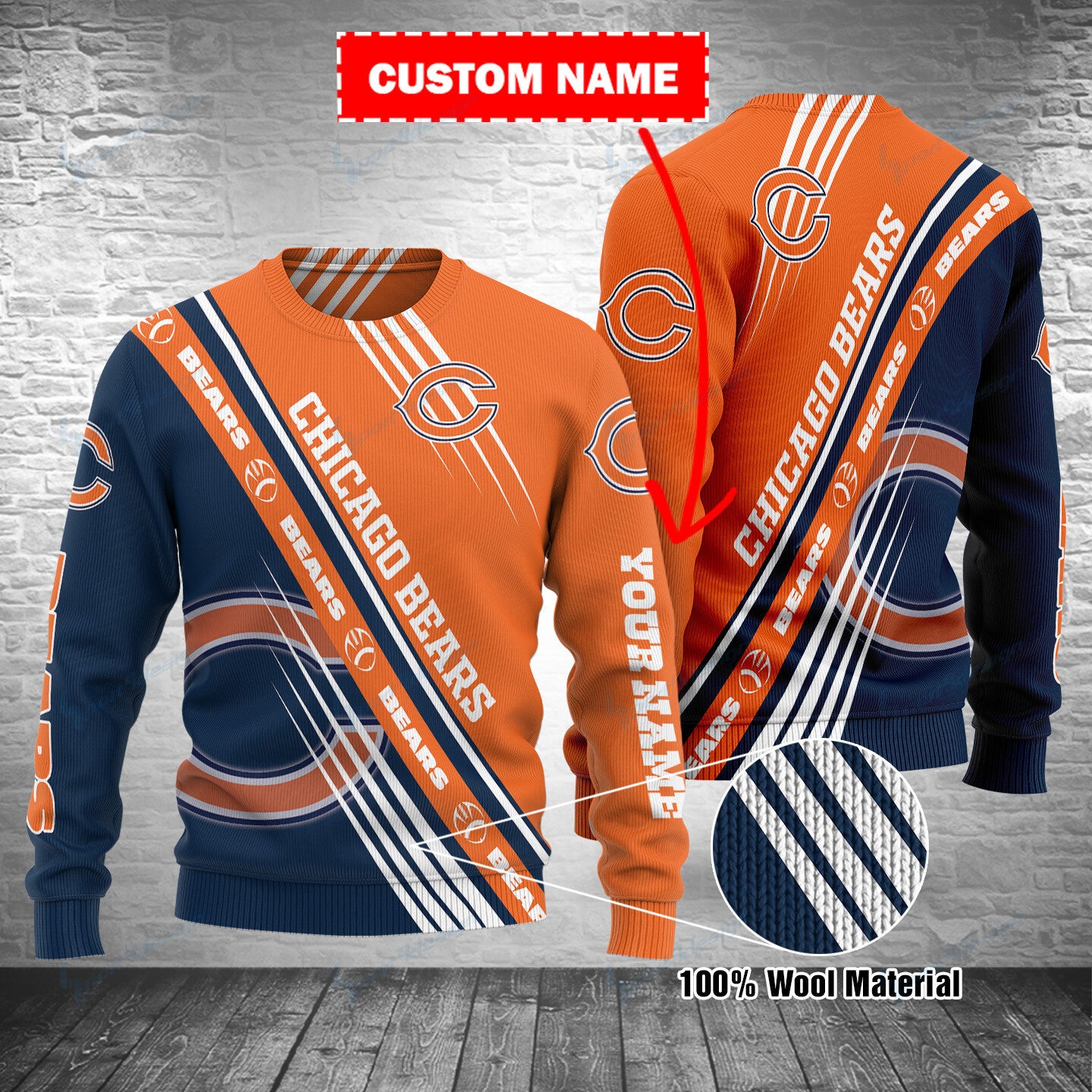 Chicago Bears Personalized Woolen Sweater BG02