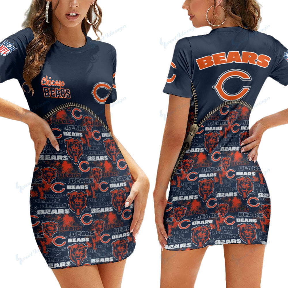 Chicago Bears Short Sleeve Bodycon Mini Dress BG358