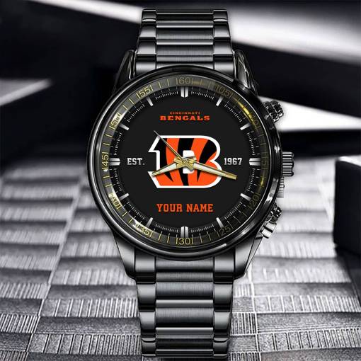 Cincinnati Bengals Black Fashion Watch Gifts For Sport Fans AZWATCH061