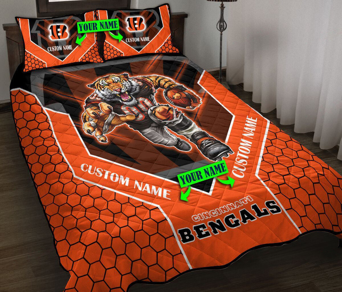Cincinnati Bengals Personalized Quilt Set BG87