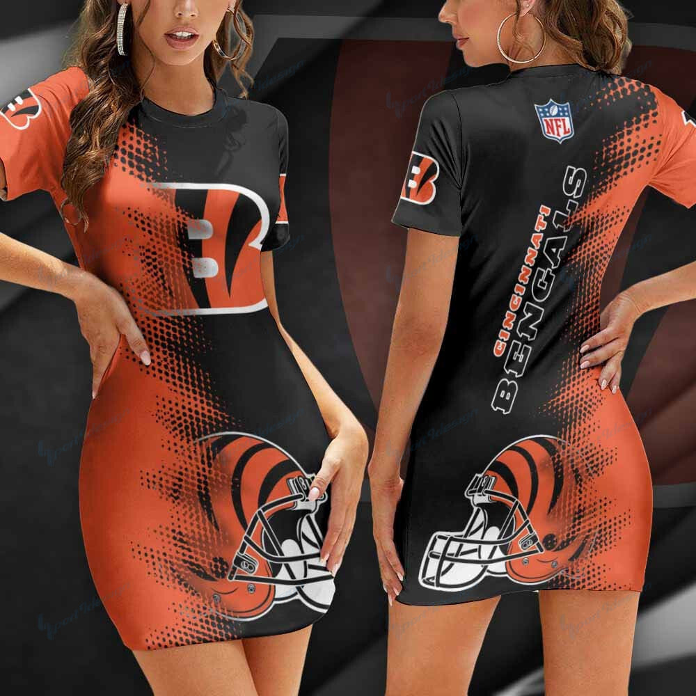 Cincinnati Bengals Short Sleeve Bodycon Mini Dress BG305