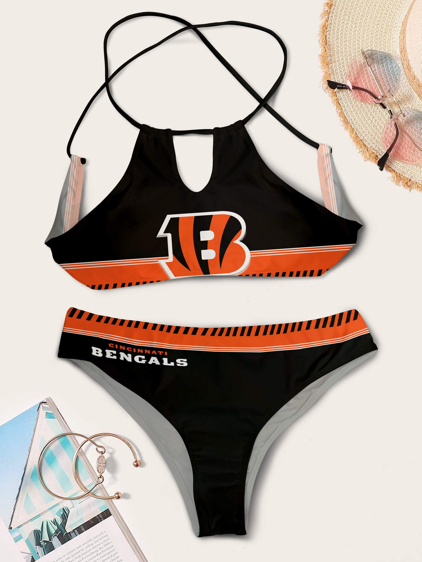 Cincinnati Bengals Women’s Cami Keyhole One-piece Swimsuit BG70