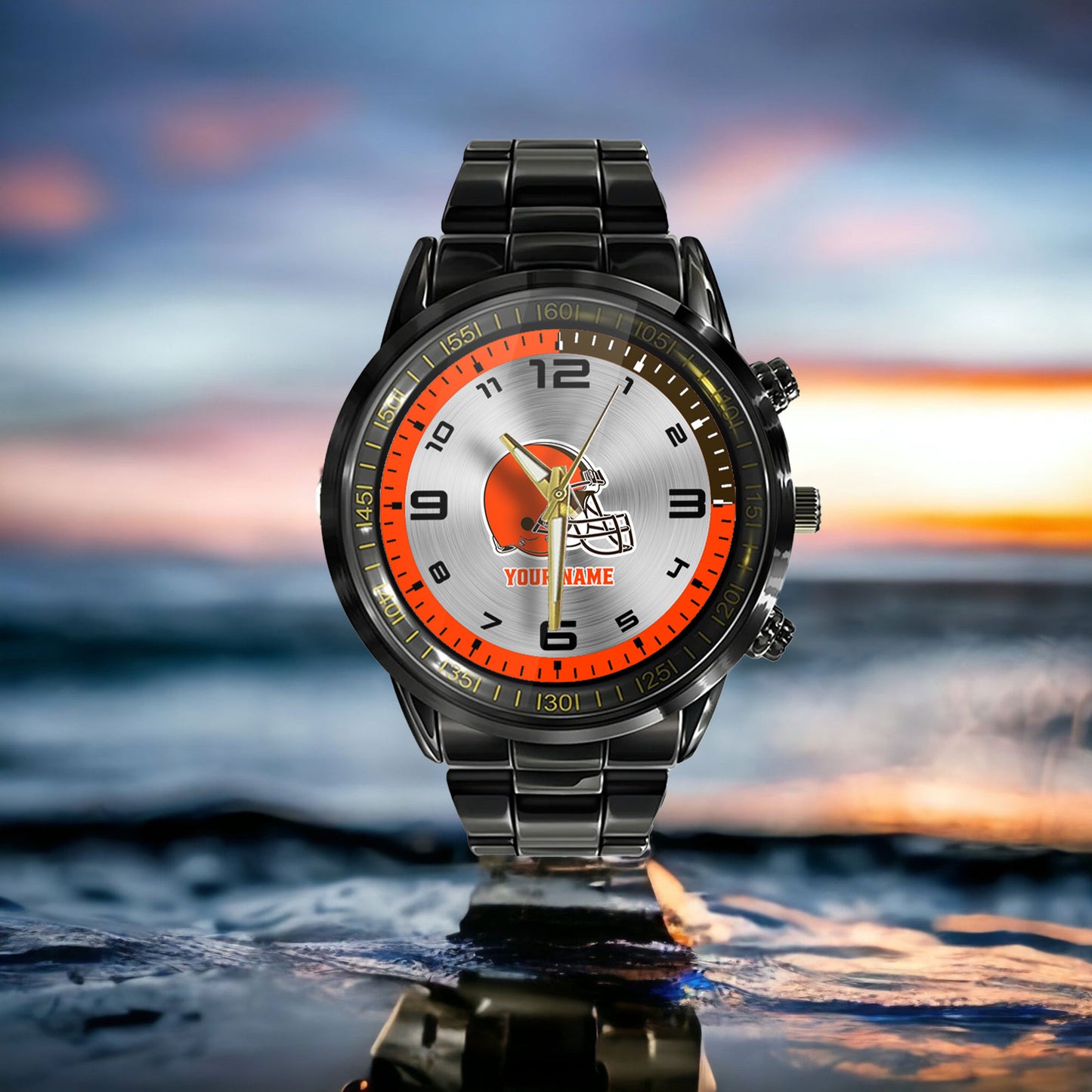 Cleveland Browns Black Fashion Watch Gifts For Sport Fans AZWATCH008